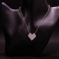 Silver Zircon Heart Pendant with Link Chain