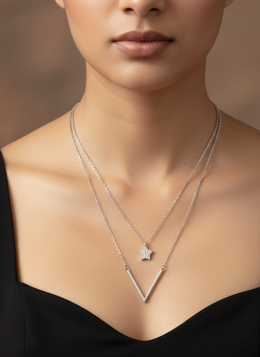 Layered Star & Bar Necklace
