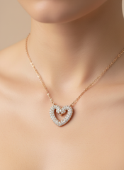Pave Heart Outline Pendant Necklace