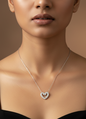 Pave Heart Outline Pendant Necklace
