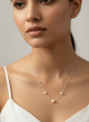 Minimal Pearl Station Necklace