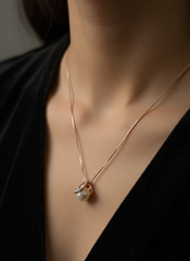 Pearl & Pavé Ribbon Pendant