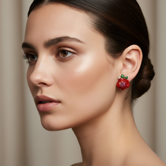 Red Bloom Stud Earrings