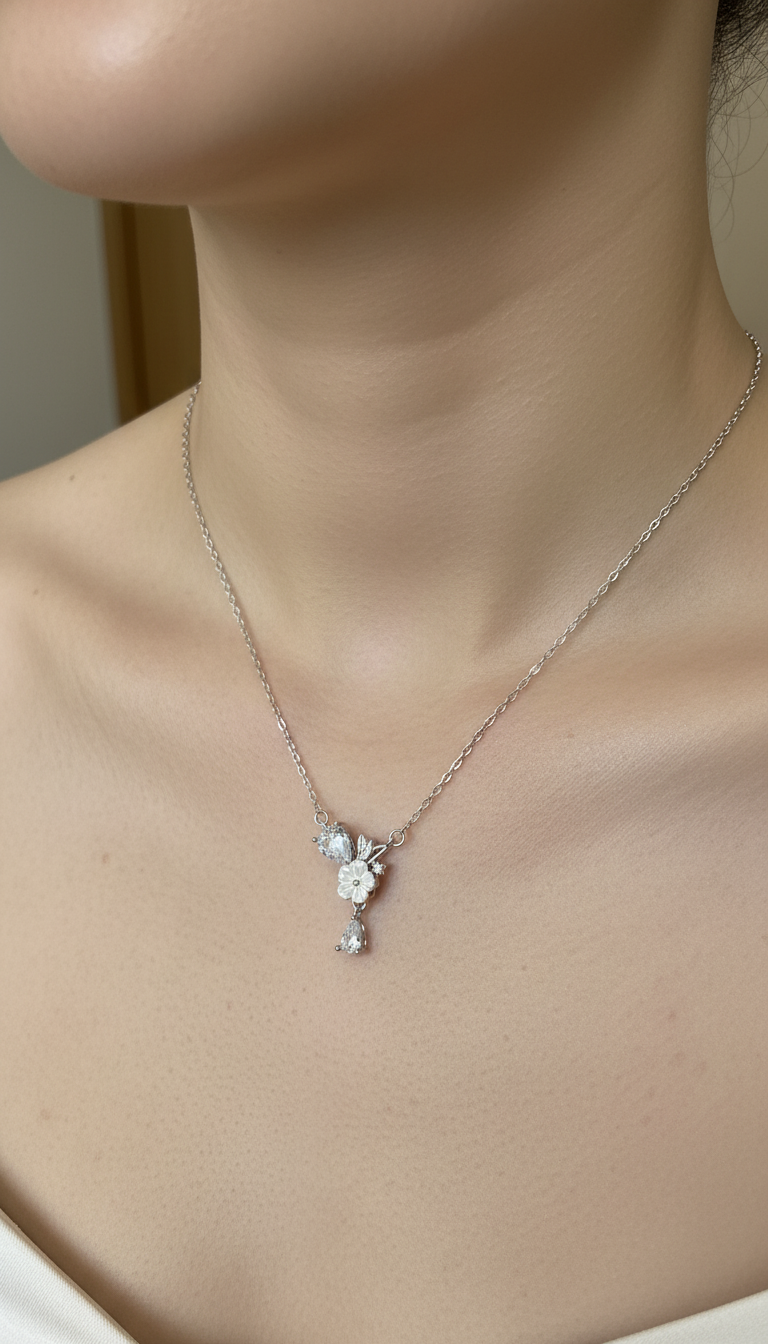 Crystal Floral Drop Pendant