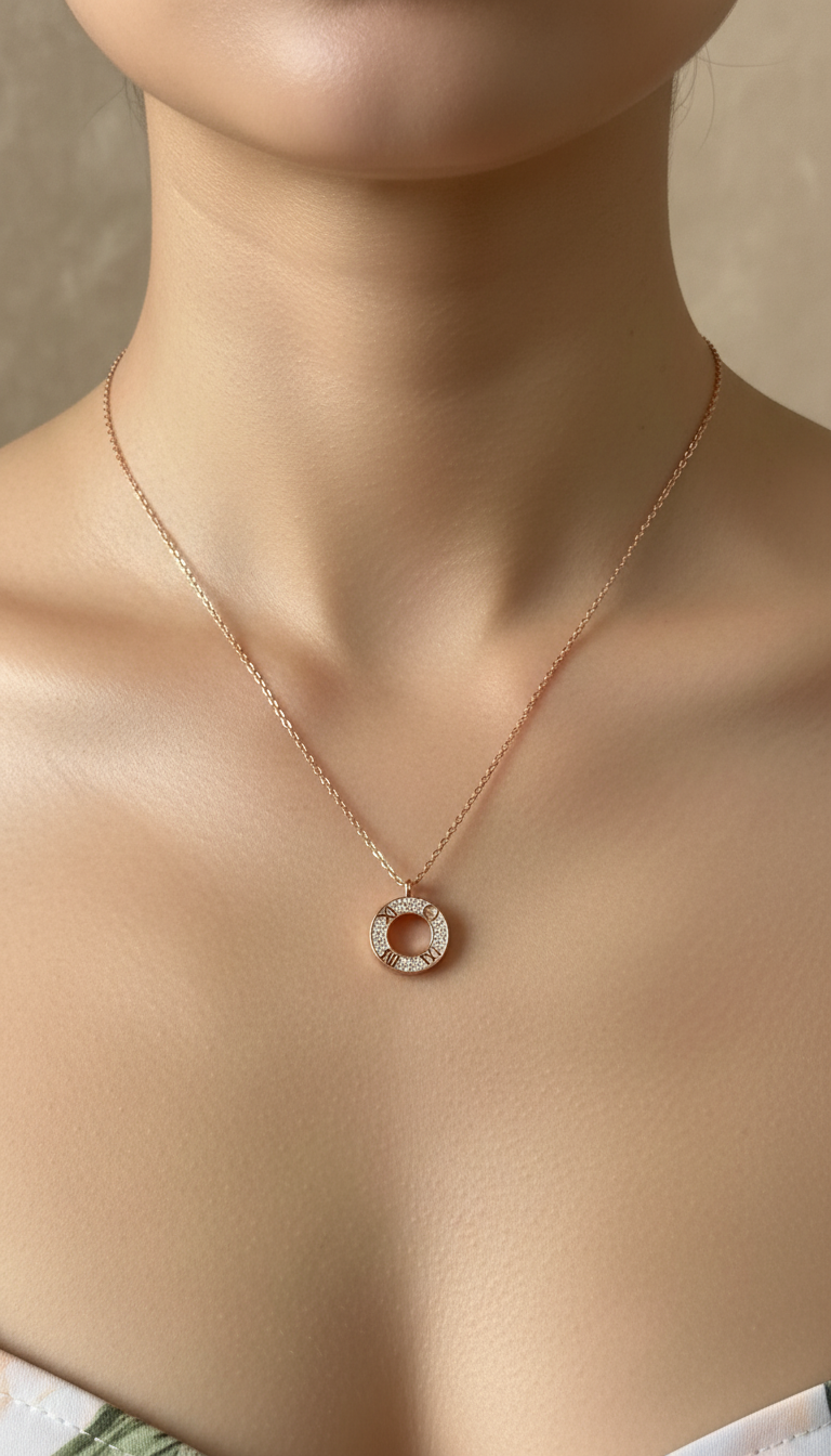 Roman Numeral Halo Pendant