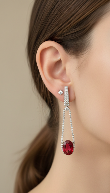 Ruby Drop Line Earrings