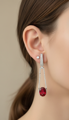 Ruby Drop Line Earrings