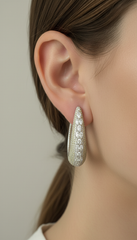 Pave Teardrop Hoop Earrings